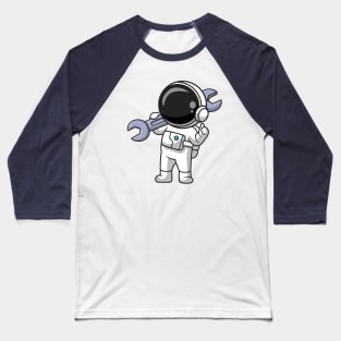 Cute Astronaut Holding Wrench Cartoon Baseball T-Shirt